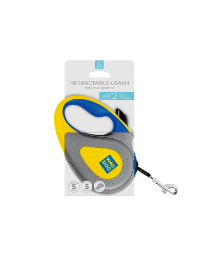 Повідець-рулетка для собак WAUDOG R-leash, малюнок "Colors of freedom", S, до 15 кг, 5 м, світловідбивна стрічка