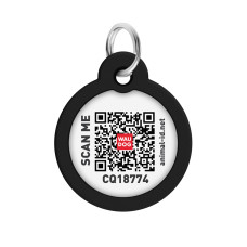 Адресник для собак і котів металевий WAUDOG Smart ID з QR паспортом, малюнок "Леопард", коло, Д 30 мм
