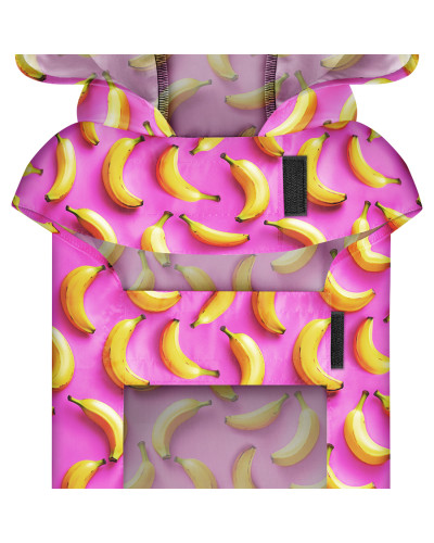 Дощовик-накидка з капюшоном для собак WAUDOG Clothes, малюнок "Банани на рожевому", M, А 40-43 см, B 52-62 см, С 33-42 см