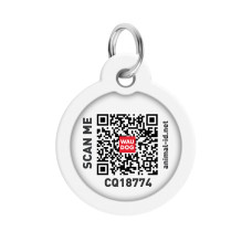 Адресник для собак і котів металевий WAUDOG Smart ID з QR паспортом, малюнок "NASA", коло, Д 30 мм