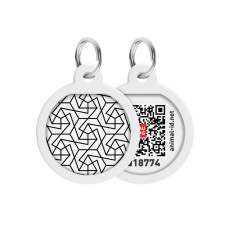 Адресник для собак та котів металічний WAUDOG Smart ID з QR паспортом, малюнок "Геометрія", круг, Д 25 мм