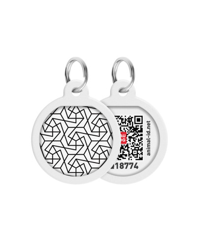Адресник для собак та котів металічний WAUDOG Smart ID з QR паспортом, малюнок "Геометрія", круг, Д 25 мм