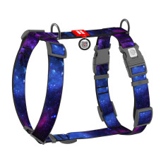 Шлея для собак анатомічна H-подібна WAUDOG Nylon з QR-паспортом, малюнок "NASA21", пластиковий фастекс, XL, Ш 35 мм, A 60-100 см, B 70-100 см