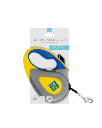 Повідець-рулетка для собак WAUDOG R-leash, малюнок "Colors of freedom", M, до 25 кг, 5 м, світловідбивна стрічка