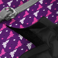 Шлея для собак м'яка WAUDOG Clothes з QR паспортом, малюнок "Диво-жінка фіолет", S2, В 46-50 см, С 43-45 см