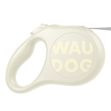 Повідець-рулетка для собак WAUDOG R-leash Monochrome White, M, до 25 кг, 5 м, світловідбивна стрічка, біла