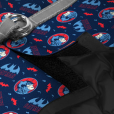 Шлея для собак м'яка WAUDOG Clothes з QR паспортом, малюнок "Бетмен червоно-блакитний", S1, В 40-45 см, С 29-31 см