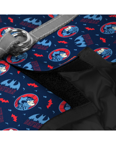Шлея для собак м'яка WAUDOG Clothes з QR паспортом, малюнок "Бетмен червоно-блакитний", S1, В 40-45 см, С 29-31 см