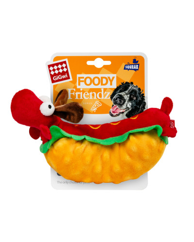 Іграшка для собак Хот-Дог з пищалкою GiGwi Foody Friends, текстиль, плюш, 24 см