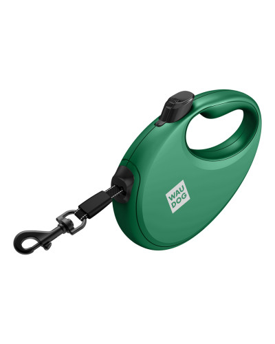 Повідець-рулетка для собак WAUDOG R-leash з контейнером для пакетів, світловідбивна стрічка, S, до 12 кг, 3 м, зелений