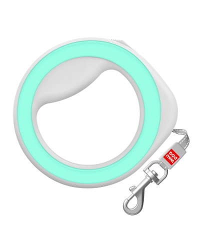 Повідець-рулетка для собак WAUDOG R-leash, кругла, XS-M, до 40 кг, 2,9 м, світловідбиваюча стрічка салатовий
