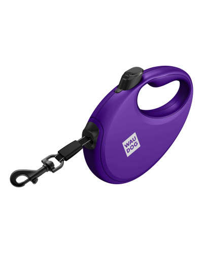 Повідець-рулетка для собак WAUDOG R-leash з контейнером для пакетів, світловідбивна стрічка, M, до 20 кг, 5 м, фіолетовий