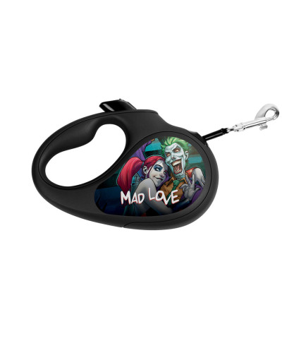 Повідець-рулетка для собак WAUDOG R-leash, малюнок "Божевільне кохання", L, до 50 кг, 5 м, світловідбиваюча стрічка чорний