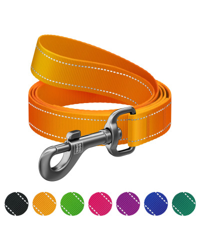 Повідець для собак нейлоновий WAUDOG Nylon Mono, світловідбивний, S, Ш 15 мм, Дов 200 см, помаранчевий