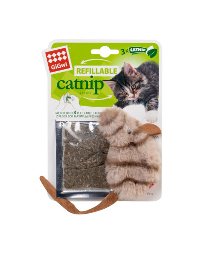Іграшка для котів Мишка GiGwi Refillable Catnip, штучне хутро, 10 см