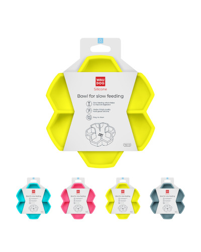 Миска для повільного харчування WAUDOG Silicone, 750 мл, жовтий