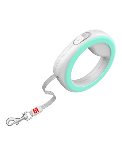 Повідець-рулетка для собак WAUDOG R-leash, кругла, XS-M, до 40 кг, 2,9 м, світловідбиваюча стрічка салатовий
