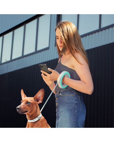 Повідець-рулетка для собак WAUDOG R-leash, кругла, XS-M, до 40 кг, 2,9 м, світловідбиваюча стрічка салатовий