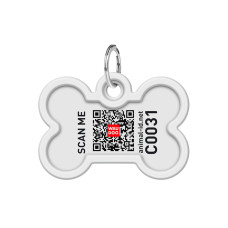 Адресник для собак і котів металевий WAUDOG Smart ID з QR паспортом, малюнок "Дім", кістка, Д 40 мм, Ш 28 мм