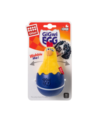 Іграшка для собак Курча-неваляшка з пищалкою GiGwi EGG, текстиль, гума, 14 см